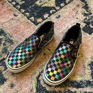 Adorable rainbow/iridescent kids Vans, size 3, like new